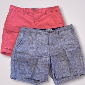 2 pairs Old Navy shorts pink cotton chinos blue linen size 6